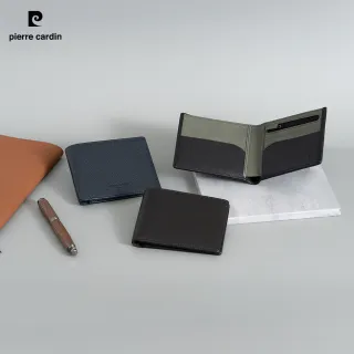 【pierre cardin 皮爾卡登】六卡真皮367系列撞色荔枝紋短夾-3色(多夾層拉鍊零錢短夾)