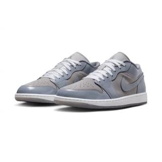【NIKE 耐吉】Air Jordan 1 Low SE 漆皮 藍灰 低筒 灰調運動鞋 休閒鞋 男鞋 HF3148-011