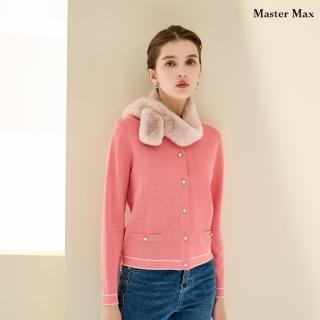 【Master Max】優雅珍珠釦方格線條針織上衣(8428037)