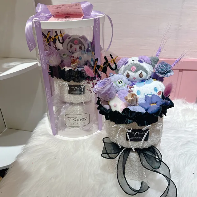 【喜滋滋】敲可愛酷洛米玩偶永生花花束(情人節花束/生日禮物/告白花束/週年慶/畢業花束)