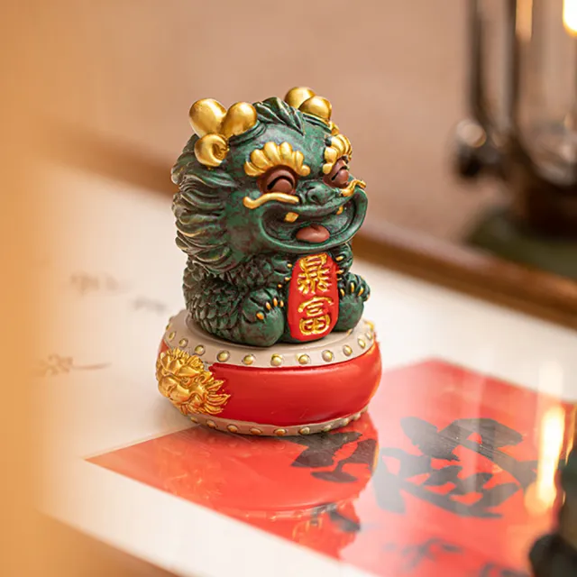 【桃花源創意工坊】開運招財醒獅小擺飾青砂石創意客廳家居裝飾對組(公)