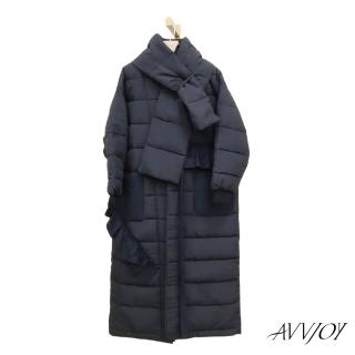 【AVVJOY 艾薇卓爾】木耳邊圍脖羽絨外套(長版 大衣 外套 羽絨 羽絨外套 長版外套 羽絨大衣 GC2325-1018)