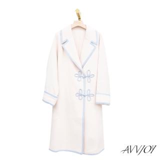 【AVVJOY 艾薇卓爾】典雅雙排扣羊毛大衣(羊毛 大衣 女長外套 羊毛外套 羊毛大衣 羊毛長大衣 GC2325-1036)