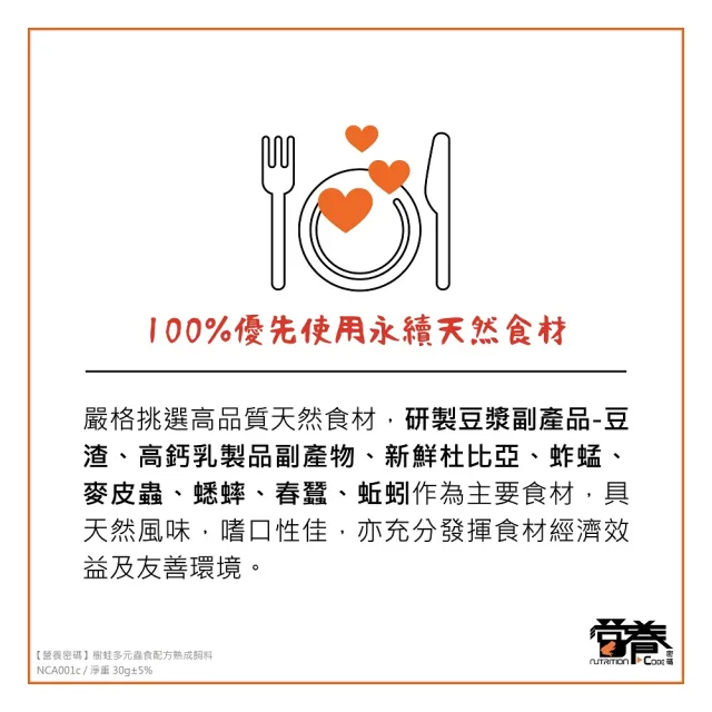 【Nutrition Code 營養密碼】樹蛙多元蟲食配方熟成飼料 30g(老爺樹蛙、紅眼樹蛙、三角枯葉蛙)