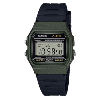【CASIO 卡西歐】F-91WM-3A 超薄LED照明電子錶(時尚潮流 錶徑約3.52公分)
