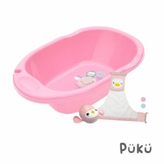 【PUKU 藍色企鵝】Smile嬰兒浴盆澡盆38L(含初生沐浴網+企鵝)