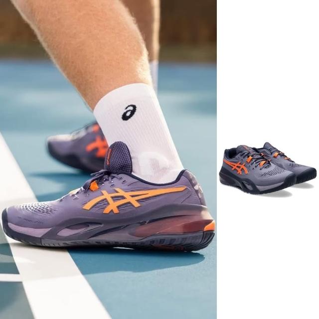 【asics 亞瑟士】GEL-RESOLUTION X 2E 男款 寬楦 網球鞋(1041A487-500 灰紫橙 澳網配色 支撐穩定 底線型)