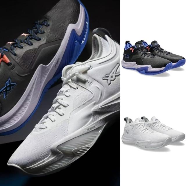 【asics 亞瑟士】NOVA SURGE LOW 2 男款 籃球鞋(1061A051-001-100 黑藍寶石 白銀 緩衝 避震)