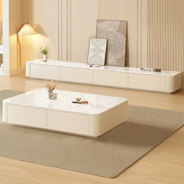 hoi! 好好生活 預購★源氏木語雪糕奶油風橡木實木四抽電視