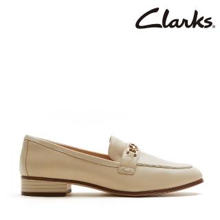 【Clarks】女鞋 Routee25 Charm 金屬飾釦時尚尖圓頭低跟樂福鞋(CLF82560D)