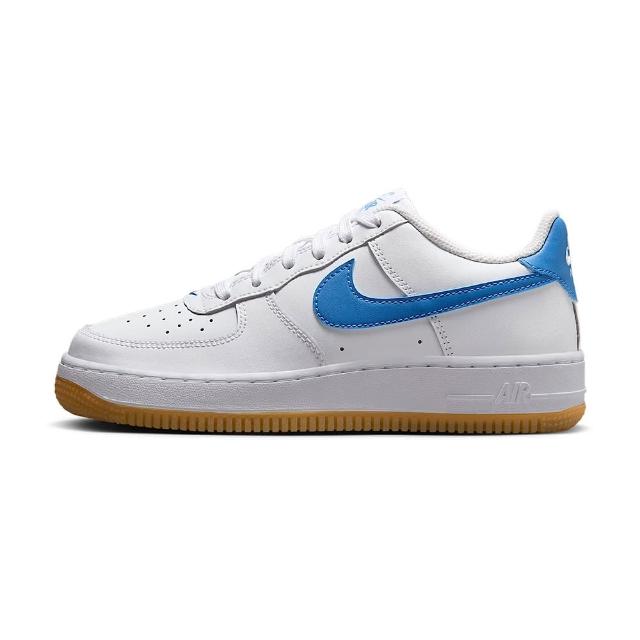 【NIKE 耐吉】Air Force 1 大童 藍白色 透氣 AF1 膠底 皮革 休閒 經典 運動 休閒鞋 FV5948-115