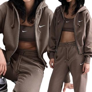 【NIKE 耐吉】Nsw Phnx Flc Lse Crop Fz 女款 咖啡棕色 連帽 保暖 刷毛 外套 HJ0941-233