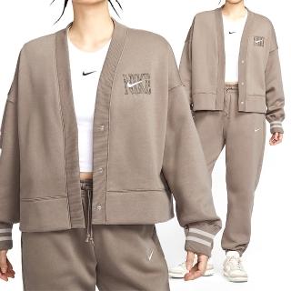 【NIKE 耐吉】Nsw Phnx Flc Oos Gx Crdgn 女款 棕色 刷毛 寬鬆 運動 外套 HJ0947-233