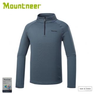 【Mountneer 山林】男 雲彩針織保暖上衣《灰藍》22P15/登山/刷毛衣/立領/中層衣(悠遊山水+)