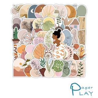 【Paper Play】防水貼紙 行李箱貼紙/創意多用途防水貼紙-創意波希米亞風格塗鴉 50枚入(2款任選)