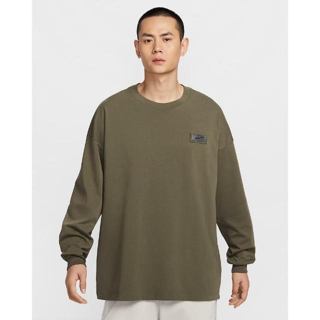 【NIKE 耐吉】Oversize 長袖上衣 籃球上衣 大學T 男款 AS DB M NK TEE LS OVERSIZED 綠色(HJ3345222)