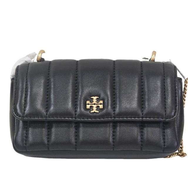 【TORY BURCH】TB Kira 金屬雙T LOGO 絎縫設計納帕牛皮鏈帶斜背包(黑 色/贈原廠防塵袋紙袋/38 婦女節送禮)