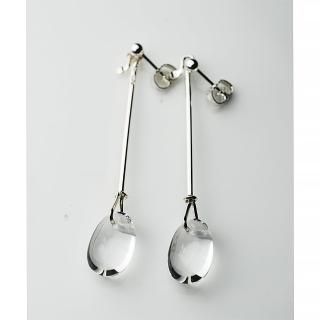 【Georg Jensen】Dew Drop 白水晶針式純銀耳環-60mm