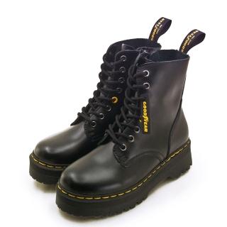 【GOODYEAR 固特異】女 固特異時尚經典中筒厚底牛皮馬汀鞋(黑 42910)