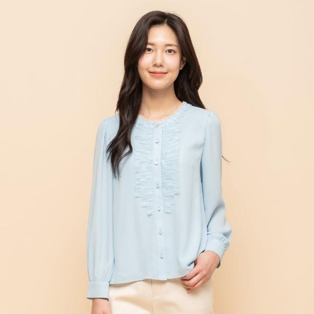 【perng yuh 芃諭名品】緻美溫雅 網紗荷葉 雪紡上衣(2025 SS Collection｜4A春夏新品上市)