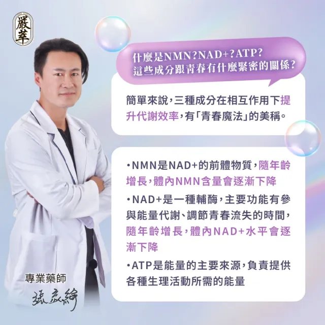 【嚴萃】NMN青春膠囊   白藜蘆醇  菸鹼醯胺x3盒(共90粒 專利天然酵母NMN 北蟲草子實體 RNA)