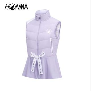 【HONMA 本間高爾夫】女款荷葉羽絨背心 日本高爾夫專業品牌(S-M 淺紫 HWJD321H128)