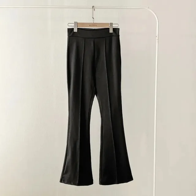 【MYDRESS】修身顯瘦內刷毛彈力喇叭褲