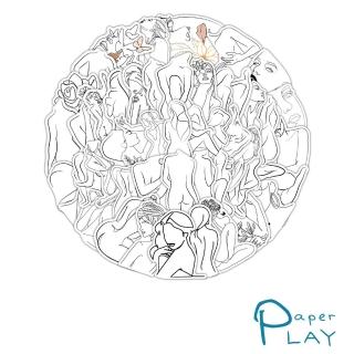 【Paper Play】創意多用途防水貼紙-唯美線條藝術插畫 50枚入(防水貼紙 行李箱貼紙 手機貼紙 水壺貼紙)