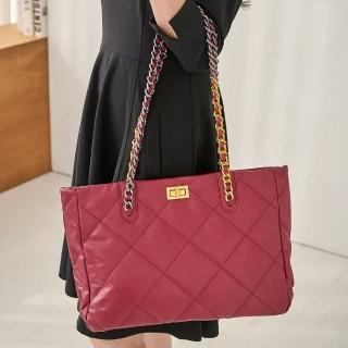【MYDRESS】個性菱格紋鍊條單肩大包