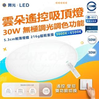 【DanceLight 舞光】3入 30W LED雲朵遙控吸頂燈 雲朵吸頂燈 LED吸頂燈(無極調光調色 可遙控 可壁切)