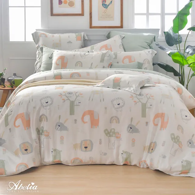 【Great Living 格蕾寢飾】Abelia 100%天絲木漿兩用被床包四件組-雙人150x186cm(600織 多款)