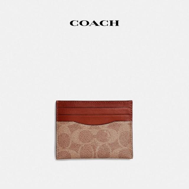 【COACH】蔻馳官方直營 經典Logo卡夾-棕黃色/鐵銹色(936)