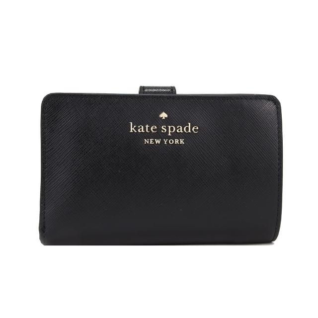 【KATE SPADE】Staci 防刮皮革雙折釦式中夾(黑色)