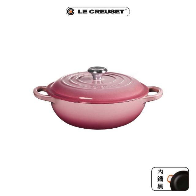 【Le Creuset】典藏琺瑯鑄鐵鍋慢燉鍋22cm(野莓金-鋼頭-內鍋黑)