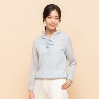 【perng yuh 芃諭名品】輕緻柔淺 Ｖ字荷葉領 雪紡上衣(2025 SS Collection｜4A春夏新品上市)