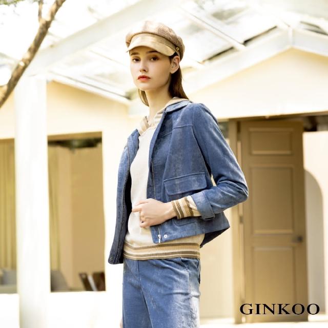 【GINKOO 俊克】前口袋襯衫領拉鍊外套