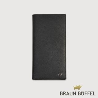 【BRAUN BUFFEL 德國小金牛】臺灣總代理 至尊 14卡薄型長夾-黑色(BF536-322-BK)