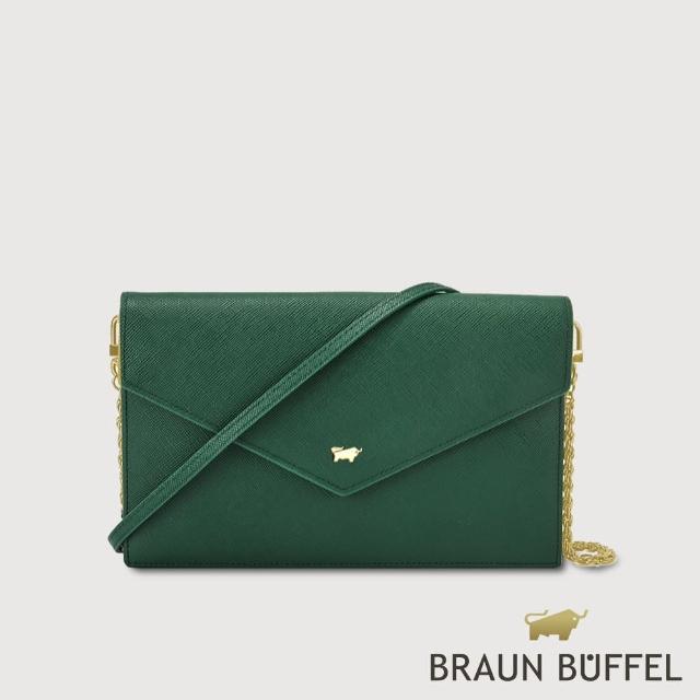 【BRAUN BUFFEL 德國小金牛】台灣總代理 碧雅-TW 信封包-孔雀石綠(BF858-720-MC)