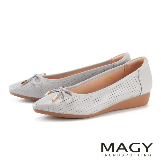 MAGY 全真皮透氣簍空舒適平底鞋(棕色)折扣推薦