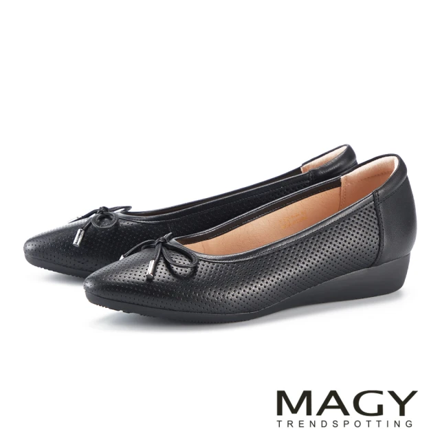 MAGY 典雅方釦牛皮尖頭低跟鞋(黑色)優惠推薦