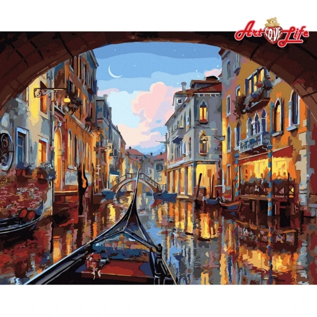 【ArtLife 藝術生活】DT081夜遊威尼斯40*50CM(數字油畫 DIY DIY數字油畫 交換禮物 畫畫玩具)