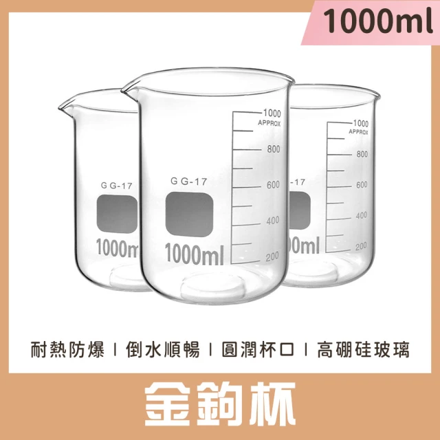 2入 玻璃燒杯 帶刻度量杯 耐熱杯 咖啡玻璃杯 ins杯子 刻度杯子 實驗杯 造型玻璃杯(130-GCL1000*2)