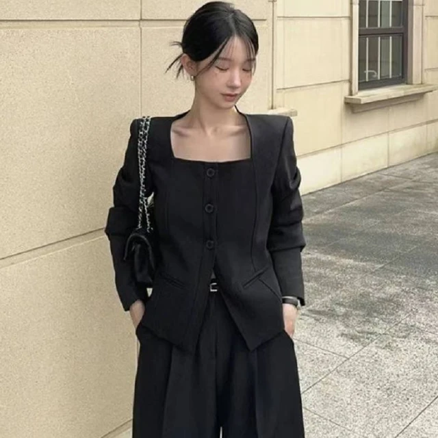 創翊韓都創翊韓都 正韓外套 方領切線西裝外套YAB1014-創翊韓都(預購)