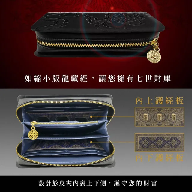 【好運道】故宮龍藏經-湯鎮瑋-護法財庫包+贈龍銀錢母&三聖卡(存摺包 印鑑包 開運 招財)