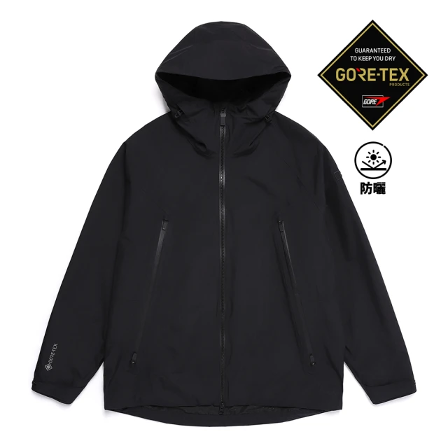 National Geographic 國家地理 男裝 ATLAS GORE-TEX 2L 防水雙層連帽外套 - 炭黑色(防風防水)