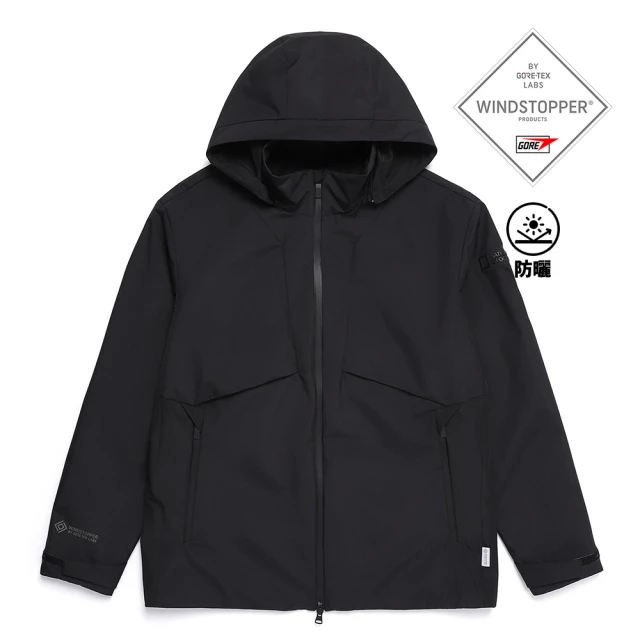 National Geographic 國家地理 男女同款 ATLAS WINDSTOPPER BY GORE-TEX LABS 2L 雙層連帽外套 - 炭黑色