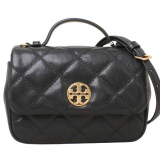【TORY BURCH】WILLA專櫃款小香風菱格紋迷你手提斜揹包(黑)
