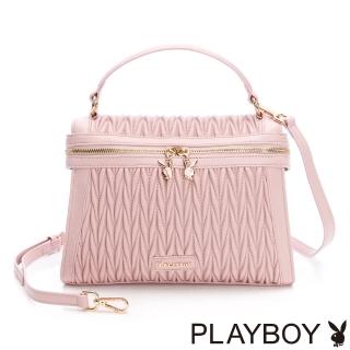 【PLAYBOY】手提包附長背帶 Ripple系列(粉色)