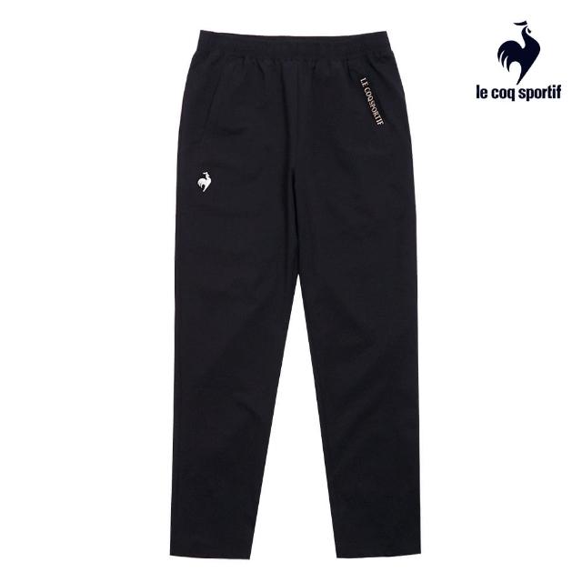 【LE COQ SPORTIF 公雞】官方直營 防潑水平織運動長褲 男女款-黑色-LWV81671_LWV82671