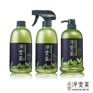 【茶寶 淨覺茶】天然茶籽地板洗潔液+衛浴清潔液+碗盤蔬果洗潔液